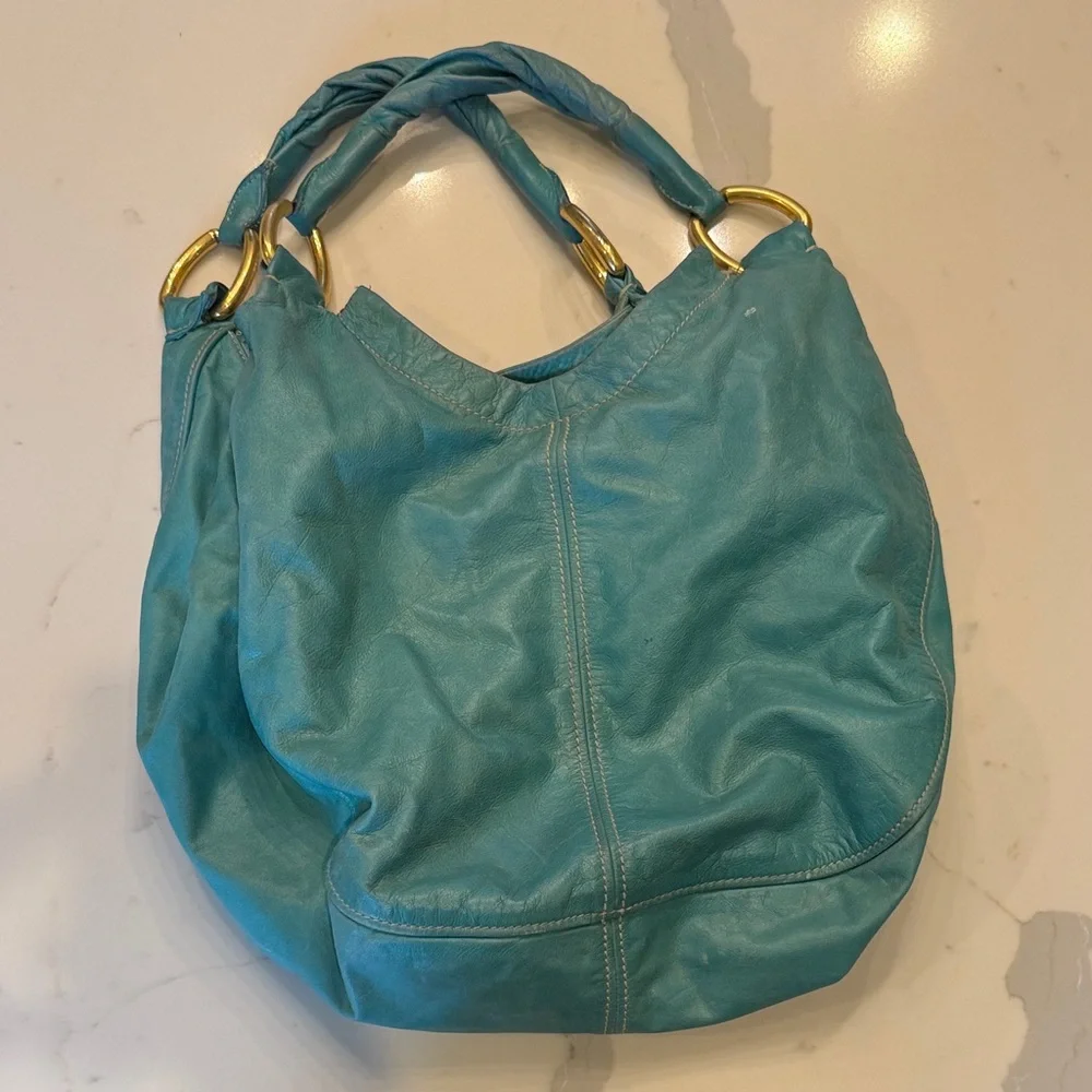 Miu Miu Turquoise Green Leather Tote Bag